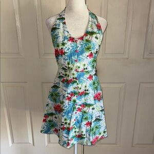 NWT Sourpuss Tropical Island Print Halter Neck Mini Dress